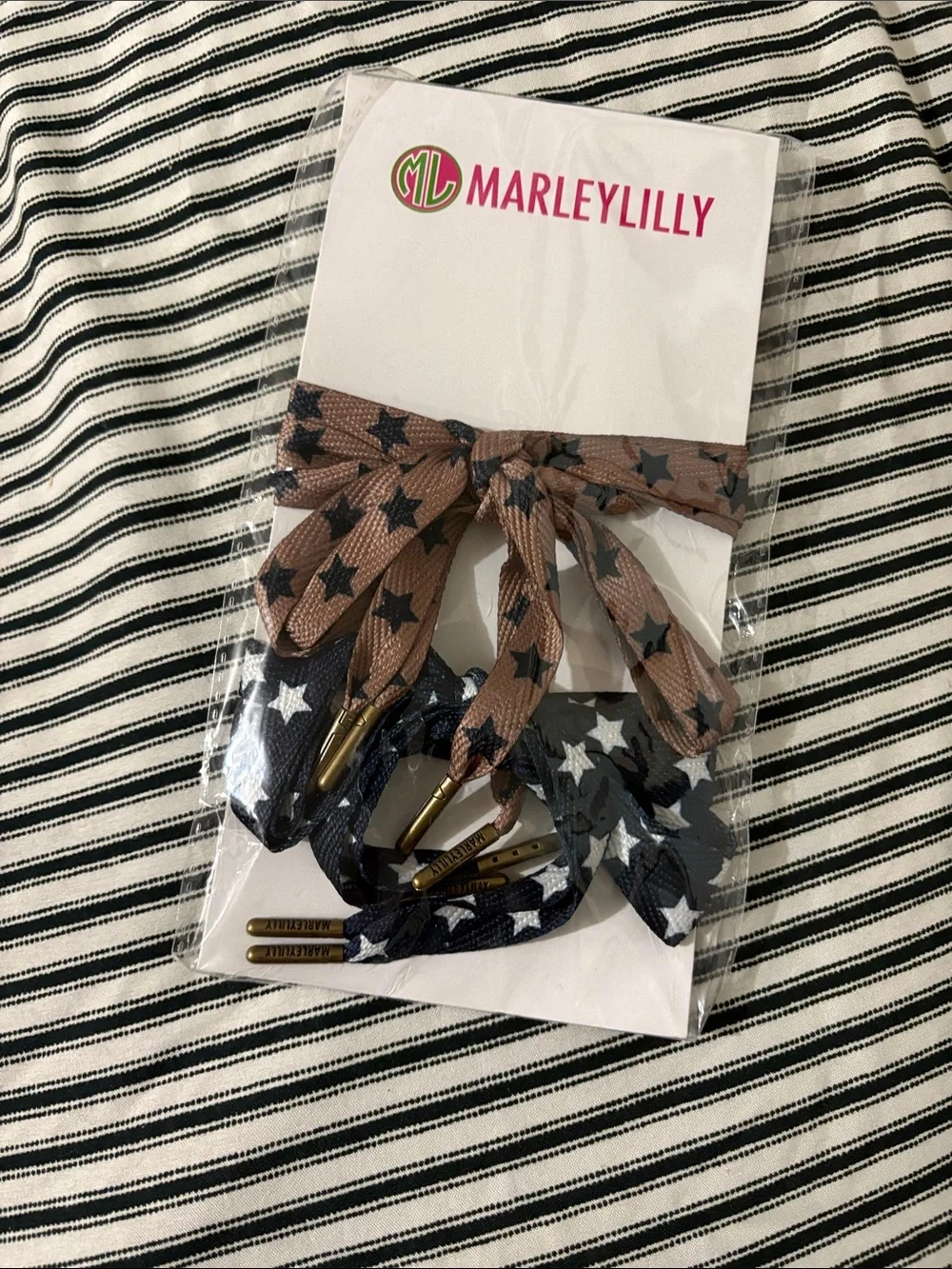 Marley Lilly Kids Star Print shoe laces - Brown & Navy